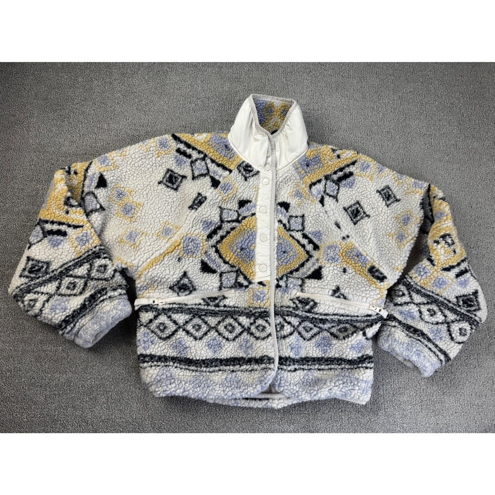 FP Movement Hit The Slopes Printed Fleece Jacket XS Cream Geometric Southwestern